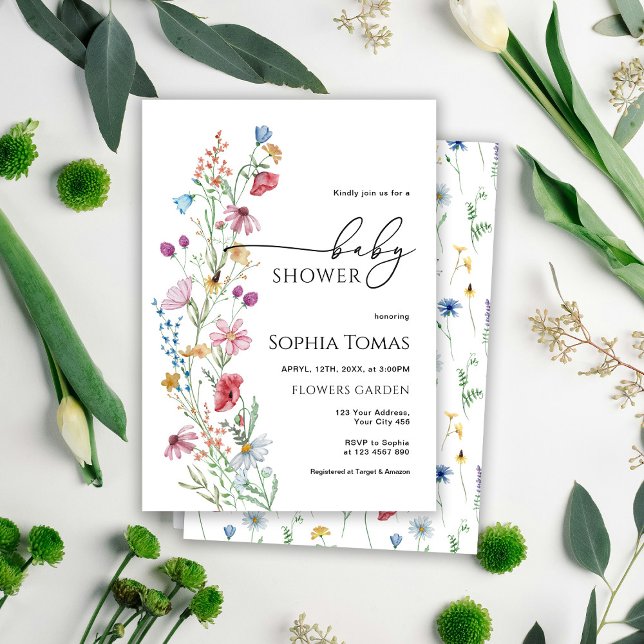 Convites Chá de fraldas de flores silvestres (Criador carregado)