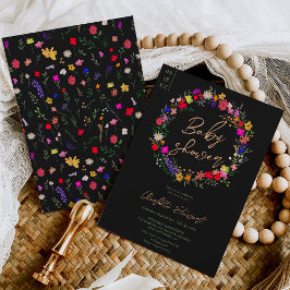 Convites Chá de fraldas de flores silvestres brilhantes mod