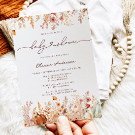 Convites Chá de fraldas de flores silvestres de abóbora