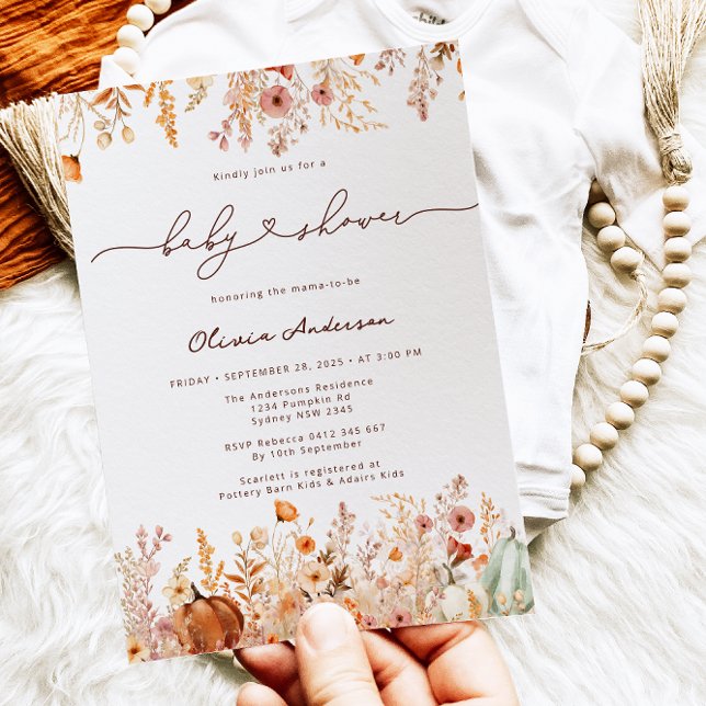 Convites Chá de fraldas de flores silvestres de abóbora (Criador carregado)