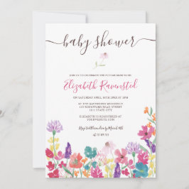 Convites Chá de fraldas de flores silvestres secas, prensad