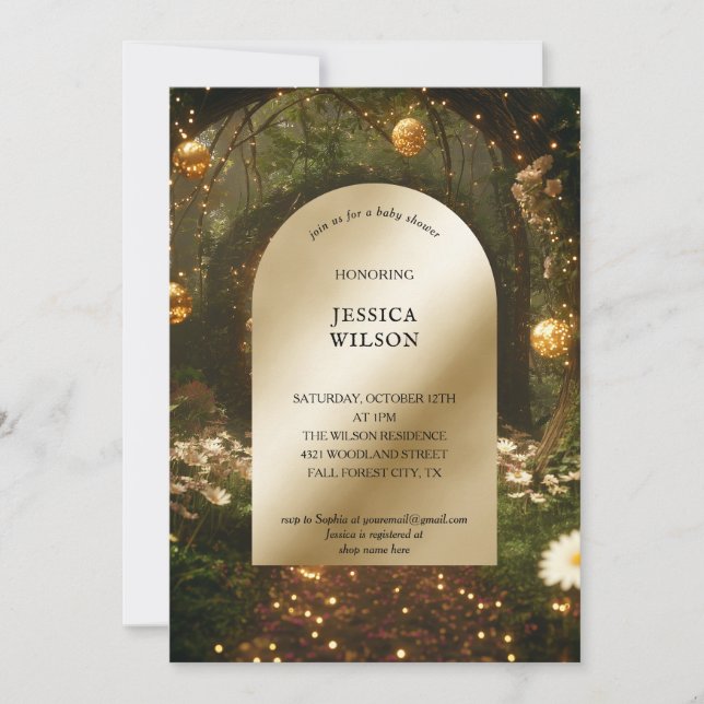 Convites Chá de fraldas de Floresta Encantada de Leite Chic (Frente)