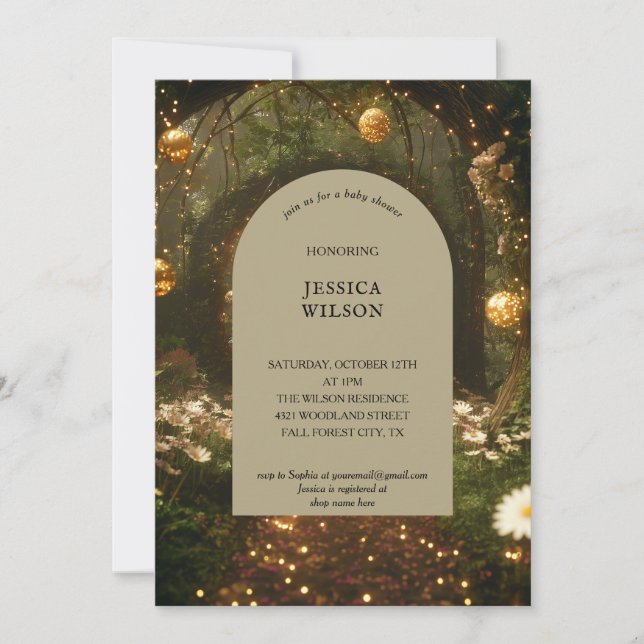 Convites Chá de fraldas de Floresta Encantada de Leite Glit (Frente)