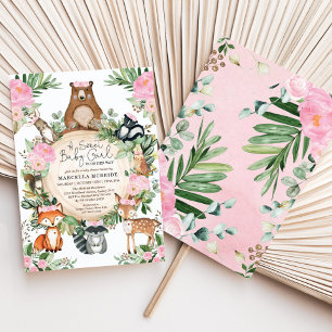 Convites Chá de fraldas de Floresta Floral de Floresta Rosa