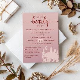 Convites Chá de fraldas de Floresta Rosa de Espera Inicial