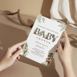 Convites chá de fraldas de florestas de casas abertas