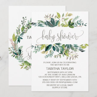 Convites Chá de fraldas de folhagem