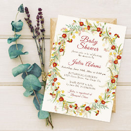 Convites Chá de fraldas de folhagem Amarelo Amarelo de Flor