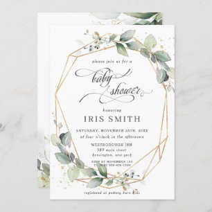 Convites Chá de fraldas de Folhagem Chic Greenery Leafy Geo