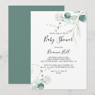 Convites Chá de fraldas de Folhagem Eucalipto Verde de Ver