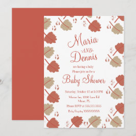 Convites Chá de fraldas de Folhas Nutriciais de Terracotta 