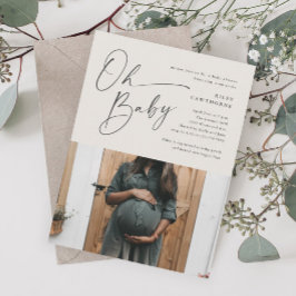 Convites Chá de fraldas de Foto Neutro de Gênero de Script 