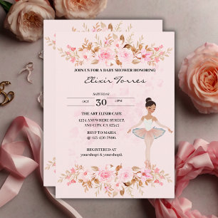 Convites Chá de fraldas de Fotografia Ballerina Moderna e B