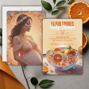 Convites Chá de fraldas de Fotografia de Citrus Laranja Qui