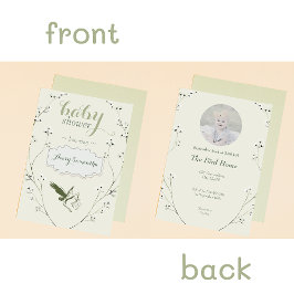 Convites Chá de fraldas de Fotografia de Vintage Floral Gre