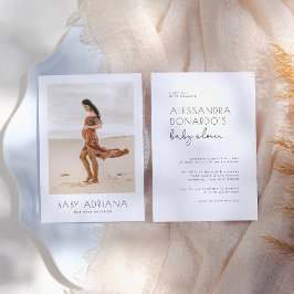 Convites Chá de fraldas de Fotografia Elegante Simples do E