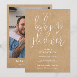 Convites Chá de fraldas de Fotografia Rustic Kraft do Scrip