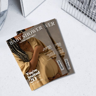 Convites Chá de fraldas de fotos de cobrir de revista neutr