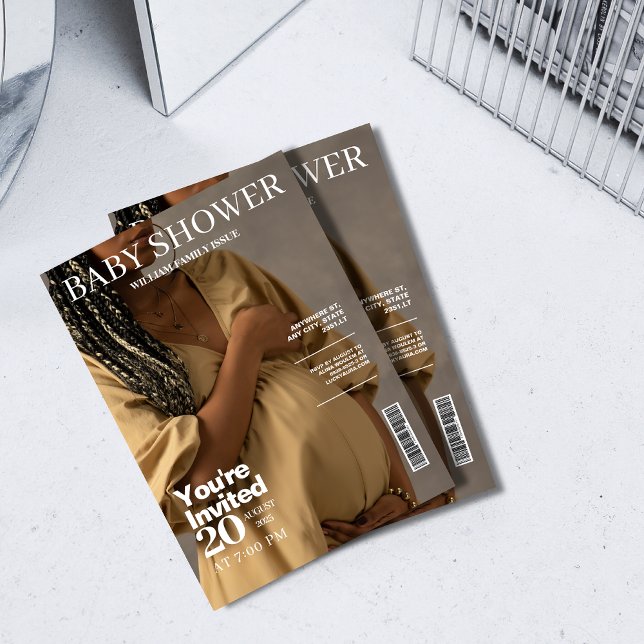 Convites Chá de fraldas de fotos de cobrir de revista neutr (Criador carregado)