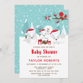 Convites Chá de fraldas de Fox Árctico de Woodland Natal