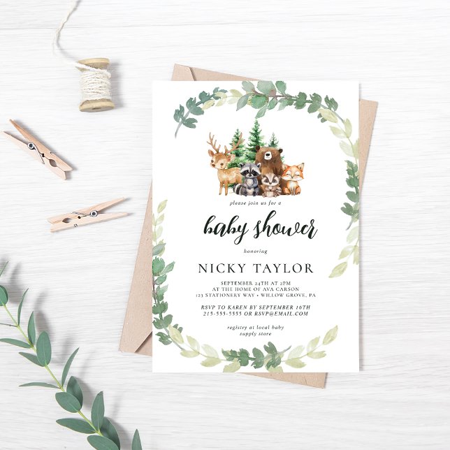 Convites Chá de fraldas de Frame de Animais Cachorros de Ma (Criador carregado)