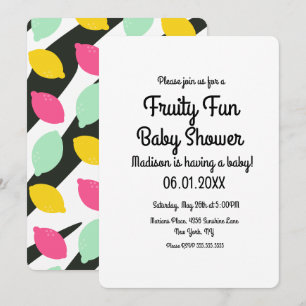 Convites Chá de fraldas de Fruta Colorida de Limões Negro
