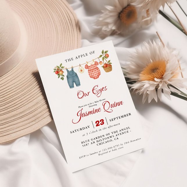 Convites Chá de fraldas de Fruta de Maçã Suspiro de bebê (Criador carregado)