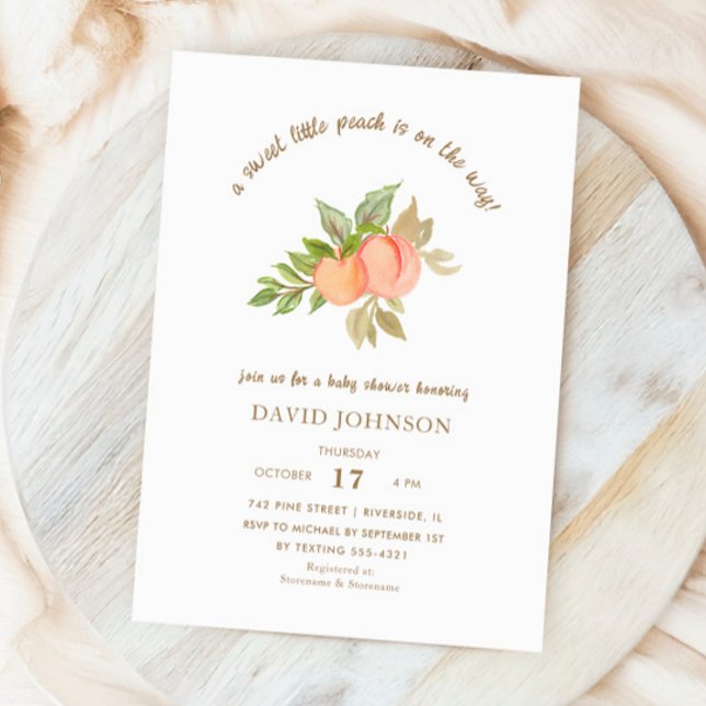 Convites Chá de fraldas de Fruta de pêssego doce (Criador carregado)