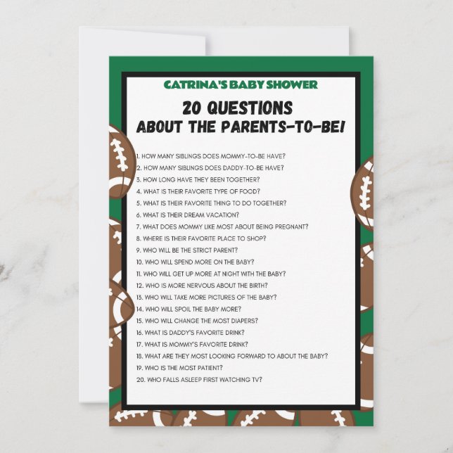 Convites Chá de fraldas de futebol, futebol - Nome editável (Frente)