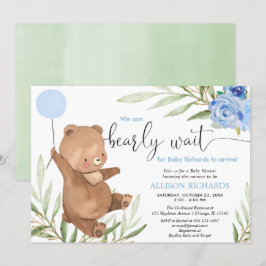 Convites Chá de fraldas de galinha azul-verde-verde-balão