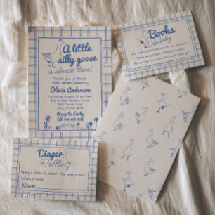 Convites Chá de fraldas de ganso Bobo desenhado de manto de