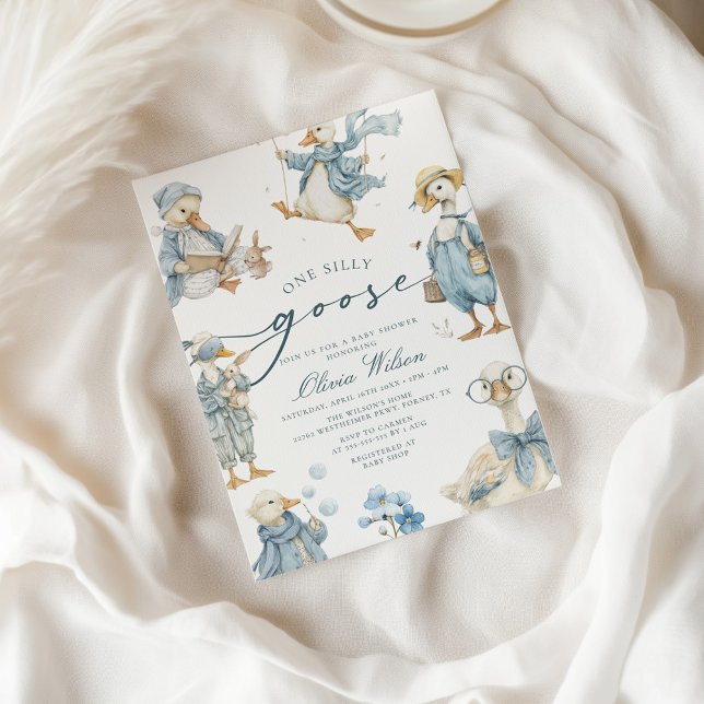 Convites Chá de fraldas de Ganso do Bobo de Aquarela (Criador carregado)