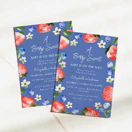 Convites Chá de fraldas de Garanhão de Morango Berry Sweet