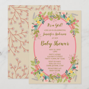 Convites Chá de fraldas de Garden Floral Girl