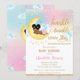 Convites Chá de fraldas de Garota Africana do Chic Twinkle 