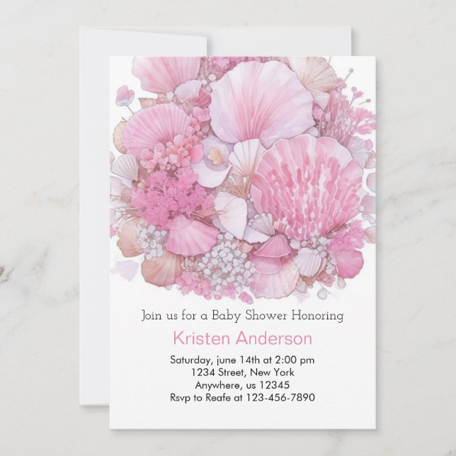 Convites Chá de fraldas de Garota Beachcomber Whimsical Oce (Frente)