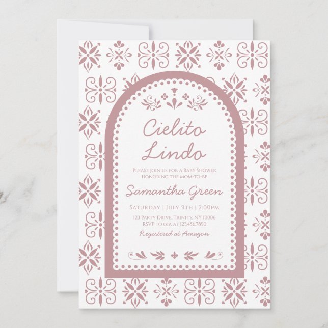 Convites Chá de fraldas de Garota Cielito Lindo (Frente)