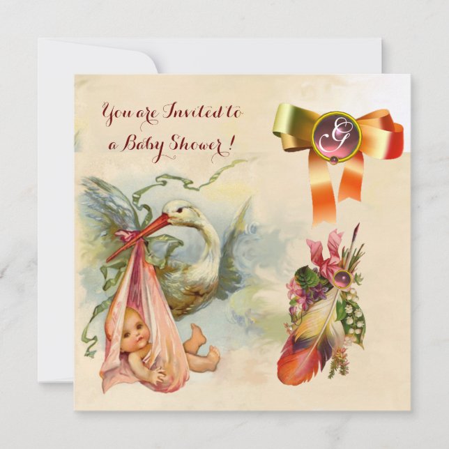 Convites Chá de fraldas DE GAROTA DE ARMAZENAMENTO DE TINTA (Frente)