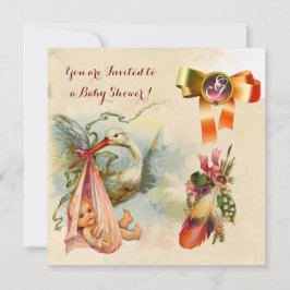 Convites Chá de fraldas DE GAROTA DE ARMAZENAMENTO DE TINTA