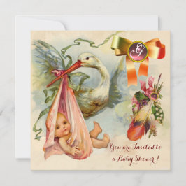 Convites Chá de fraldas DE GAROTA DE ARMAZENAMENTO DE TINTA