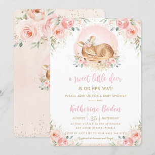 Convites Chá de fraldas De Garota De Bebê Floral Chic Blu
