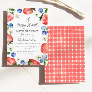 Convites Chá de fraldas de Garota de Morango-Amoreira-Amore