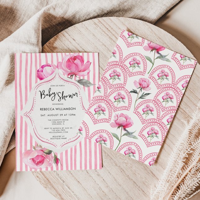 Convites Chá de fraldas de Garota do Avô do Coquette (Preppy Coquette Baby Shower for Girl)