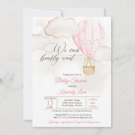 Convites Chá de fraldas de Garota do Balão de Ar Quente do 