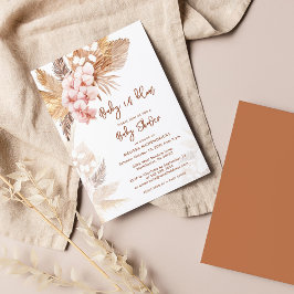 Convites Chá de fraldas de Garota do Pampas Grass Boho
