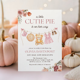 Convites Chá de fraldas de Garota do Urso Cinzenta Rosa-de-