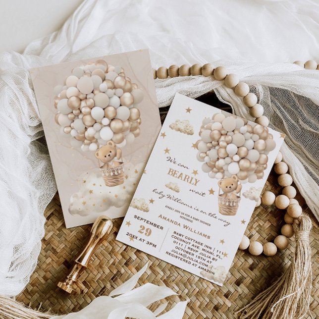 Convites Chá de fraldas de Garota do Urso de Espera Rápido (Criador carregado)