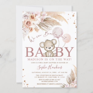 Convites Chá de fraldas de Garota do Urso do Boho Teddy