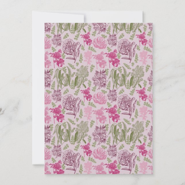 Convites Chá de fraldas de Garota Eucalyptus de Peony Botân (Verso)