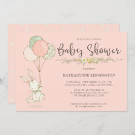 Convites Chá de fraldas de Garota Floral Coelhinha-Vintage